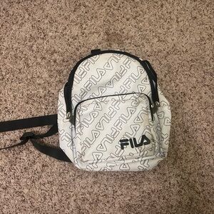 Fila White and Black Logo Backpack